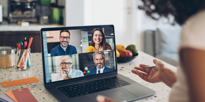 Group of business persons having a video conference - Virtual and Remote Team Building