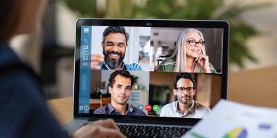 Group of business persons having a video conference - proximity bias - Delivering Virtual Presentations