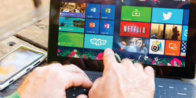 Microsoft Surface on ipad stock photo
