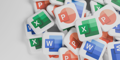 Microsoft Office 365 application icon logos that integrate with AI Copilot features.